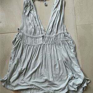 Free People Light Blue/Aqua Sleeveless Blouse